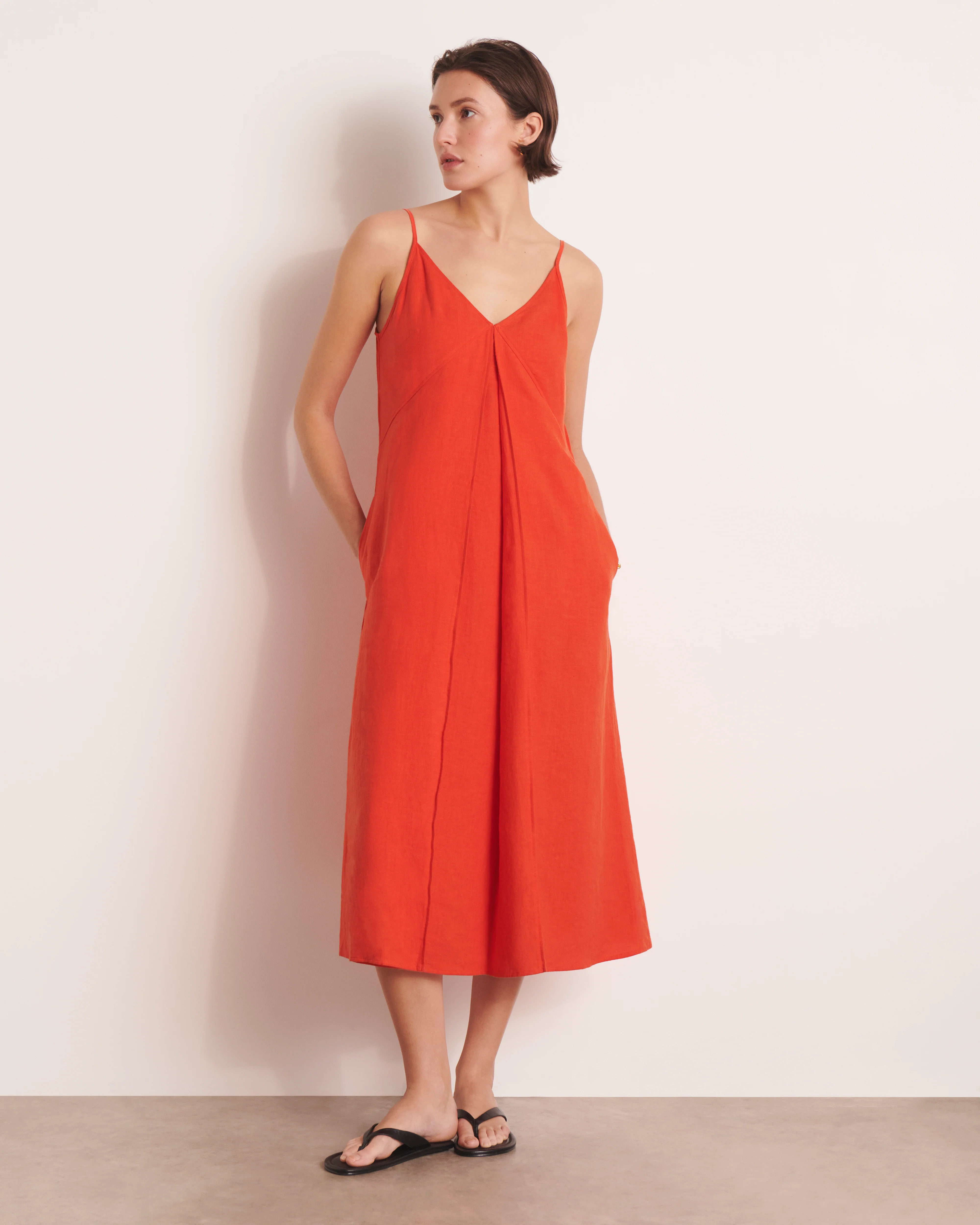 Robe longueur midi orange RIGATONI/13055/117