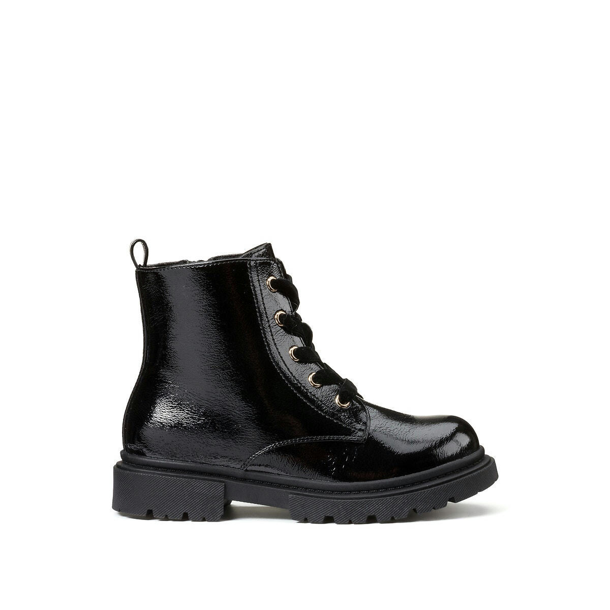 Bottines vernies zippées et à lacets
