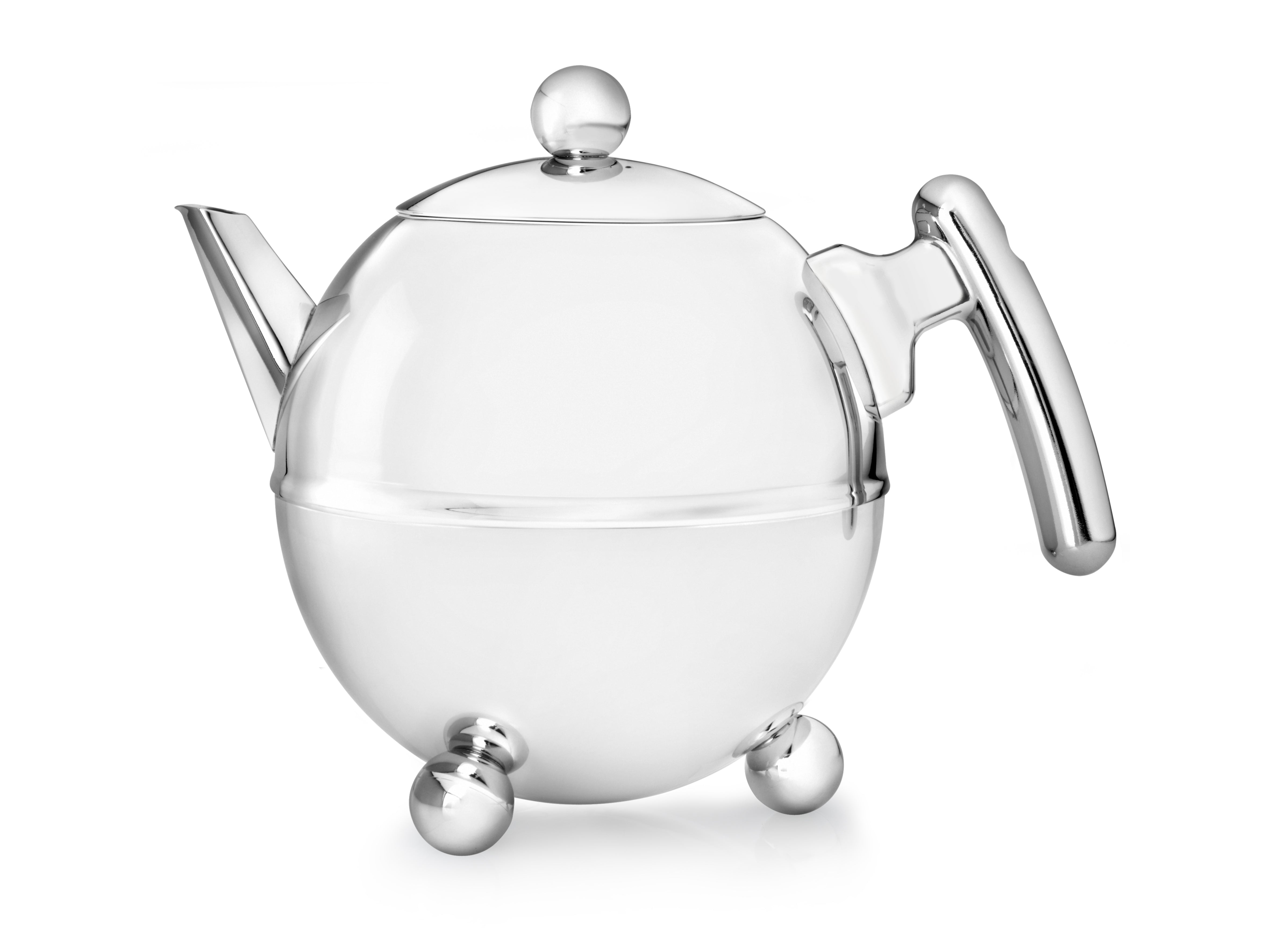 Bredemeijer - Duet® Bella Ronde – Dubbelwandige Theepot – 1,5 liter - RVS - Chroom beslag