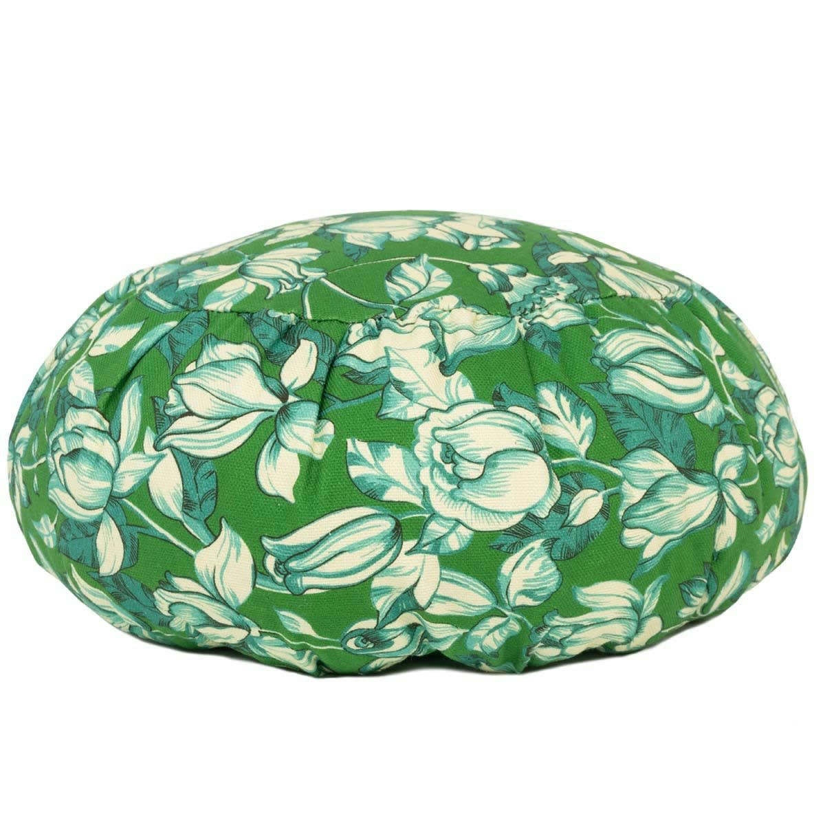 APONI - Coussin de méditation en coton imprimé fleuri vert
