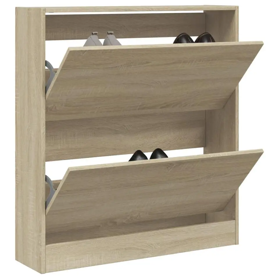 vidaXL - Schoenenkast 6 paar met 2 kleppen - Sonoma eiken - Hout - 80x21x87.5 cm
