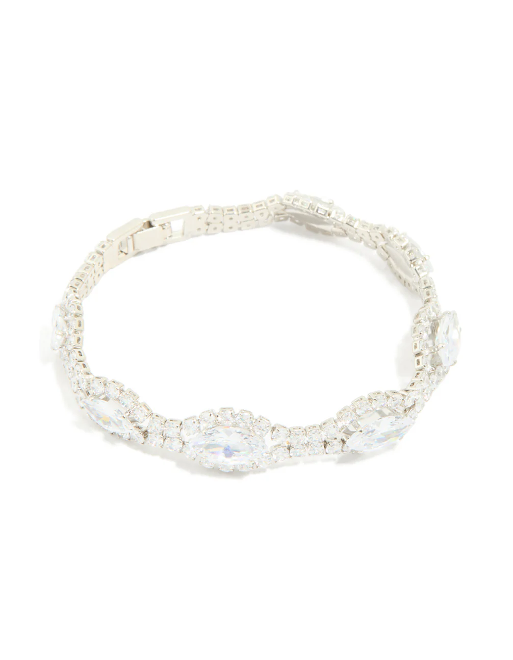 Silver Cubic Zirconia Evil Eye Tennis Bracelet