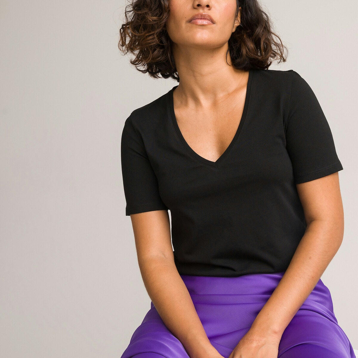 T-shirt en coton bio, col V