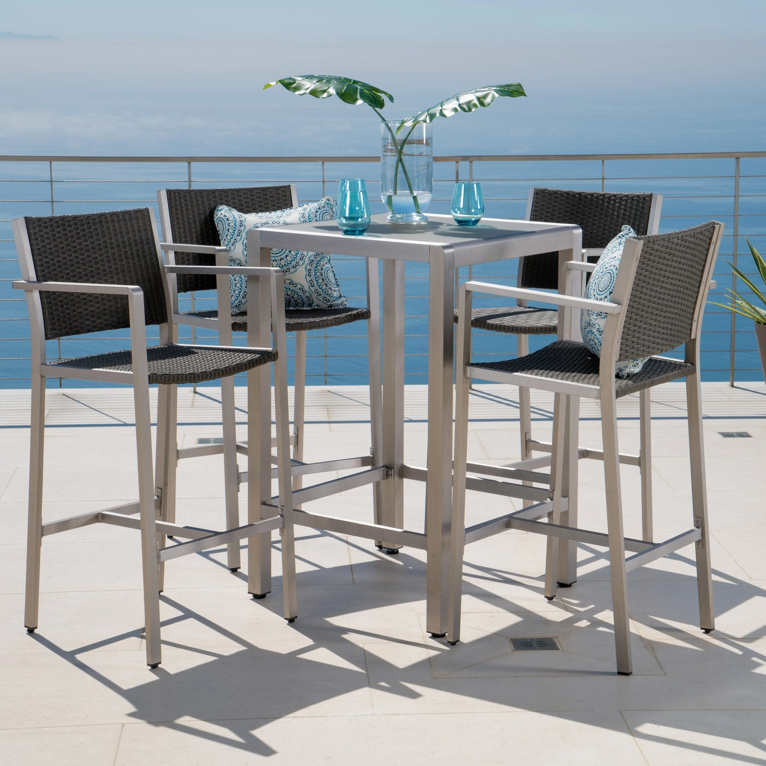 Cape Coral Outdoor 5-piece Aluminum Square Bar Set by Christopher Knight Home