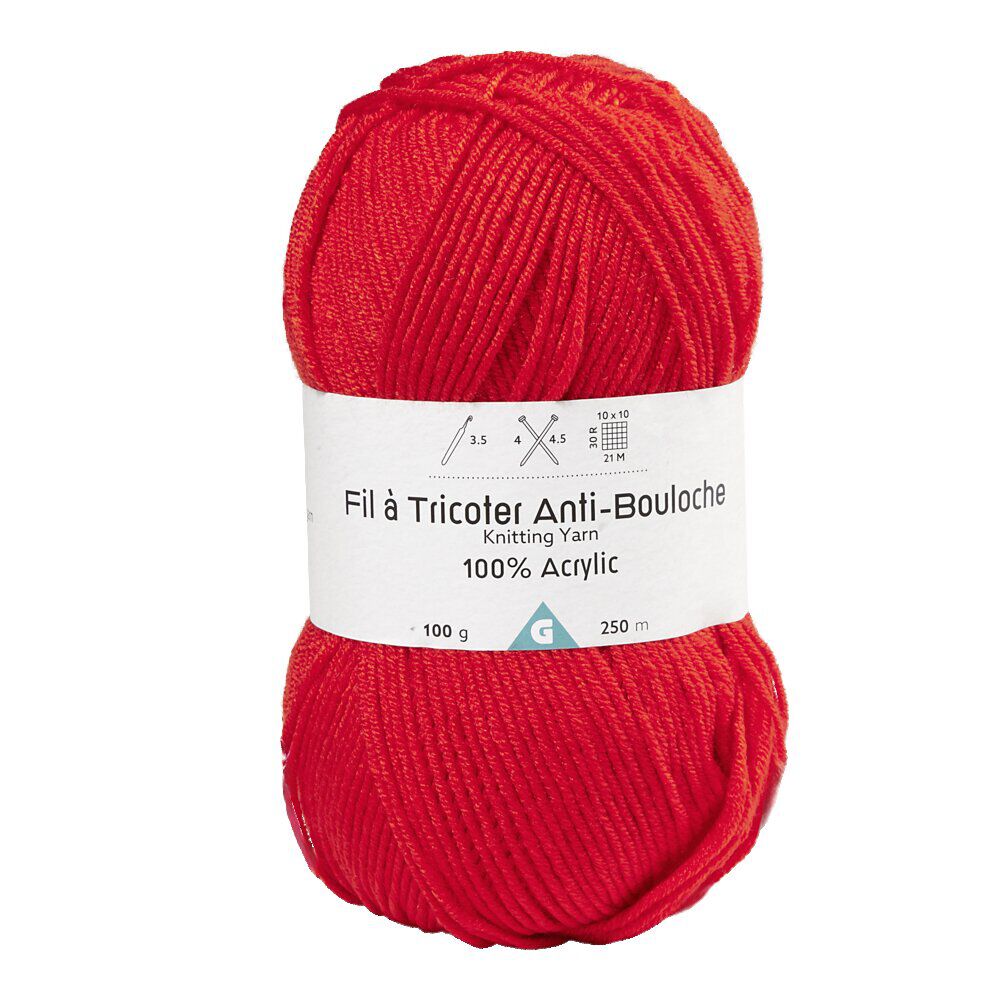 Pelote de fil à tricoter acrylique anti bouloche rouge
