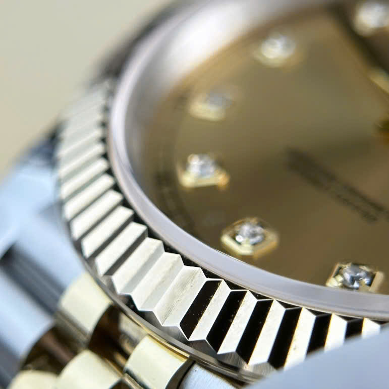Rolex Datejust SS/YG Plated Champagne Dial CZ Diamonds 41mm Jub Super Clone