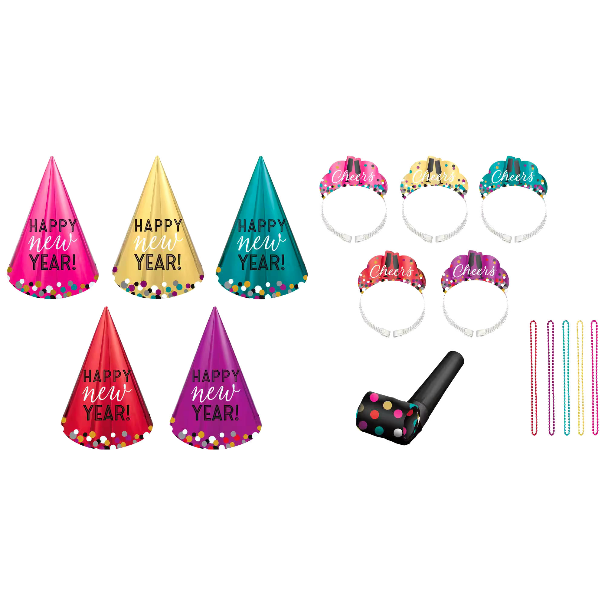 Colourful Confetti New Year's Eve Party Accessory Kit for 10 People