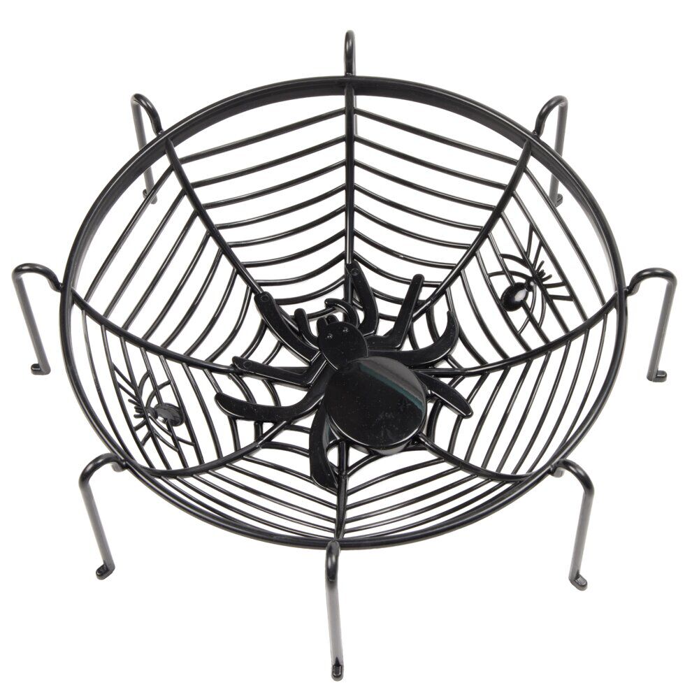 Bol à bonbons araignée popypropylène Ø32xH8cm (2 modèles noir ou orange)