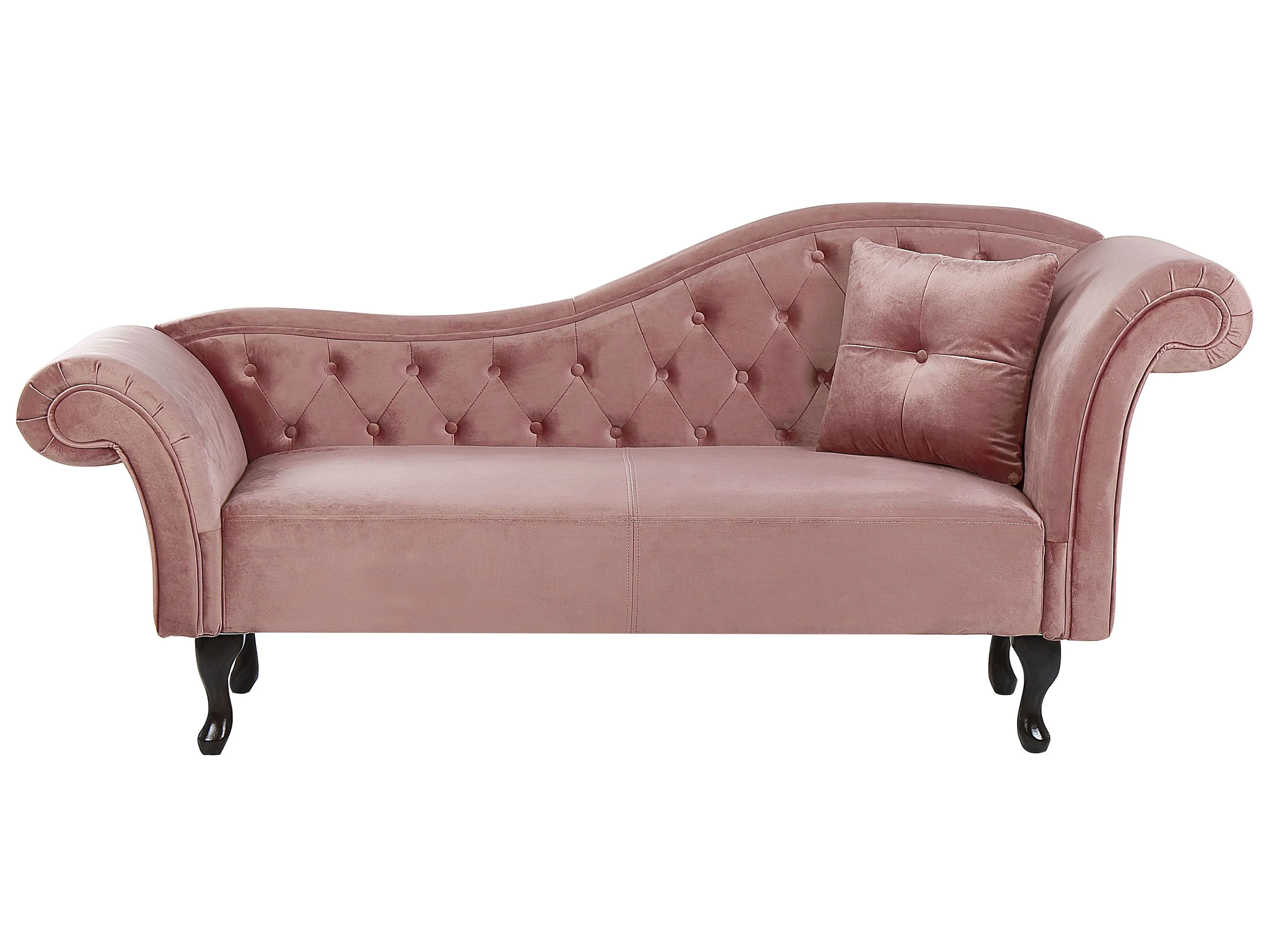 Left-Hand Chaise Longue LATTES Velvet Pink