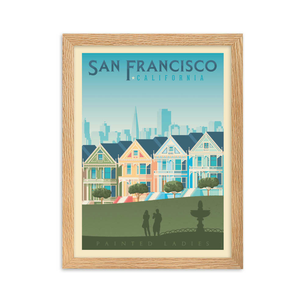 - Affiche San Francisco Painted Ladies avec Cadre (Bois) 21x29,7 cm