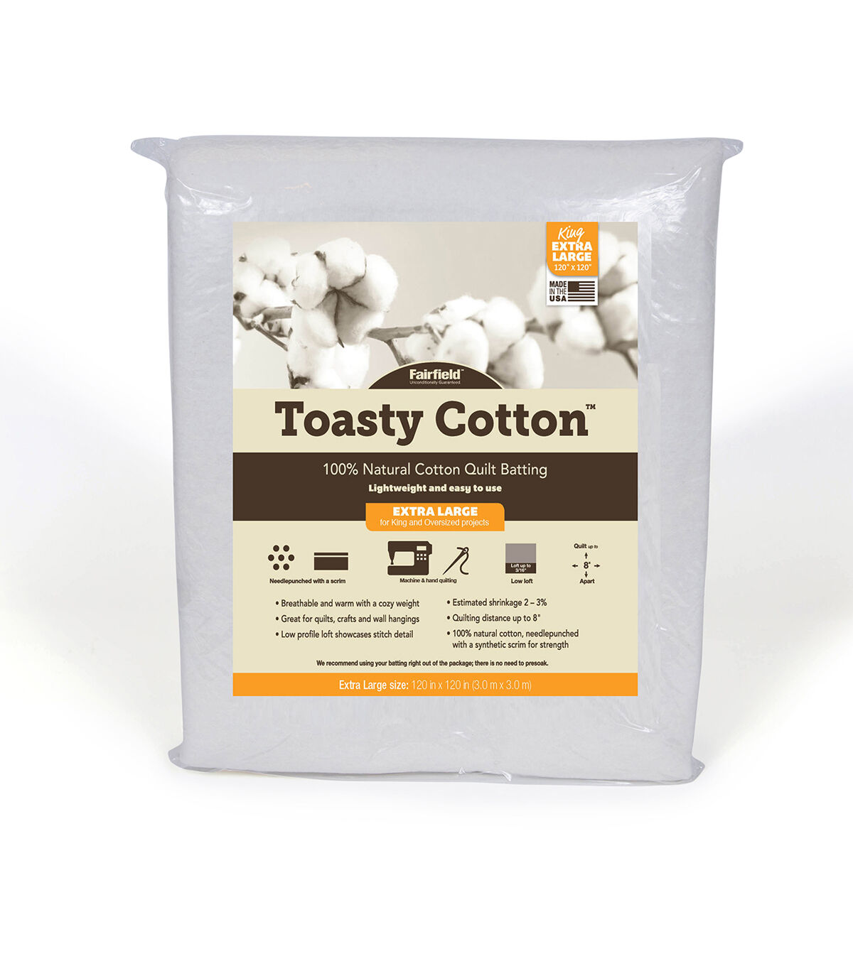 Fairfield Toasty Cotton Batting King