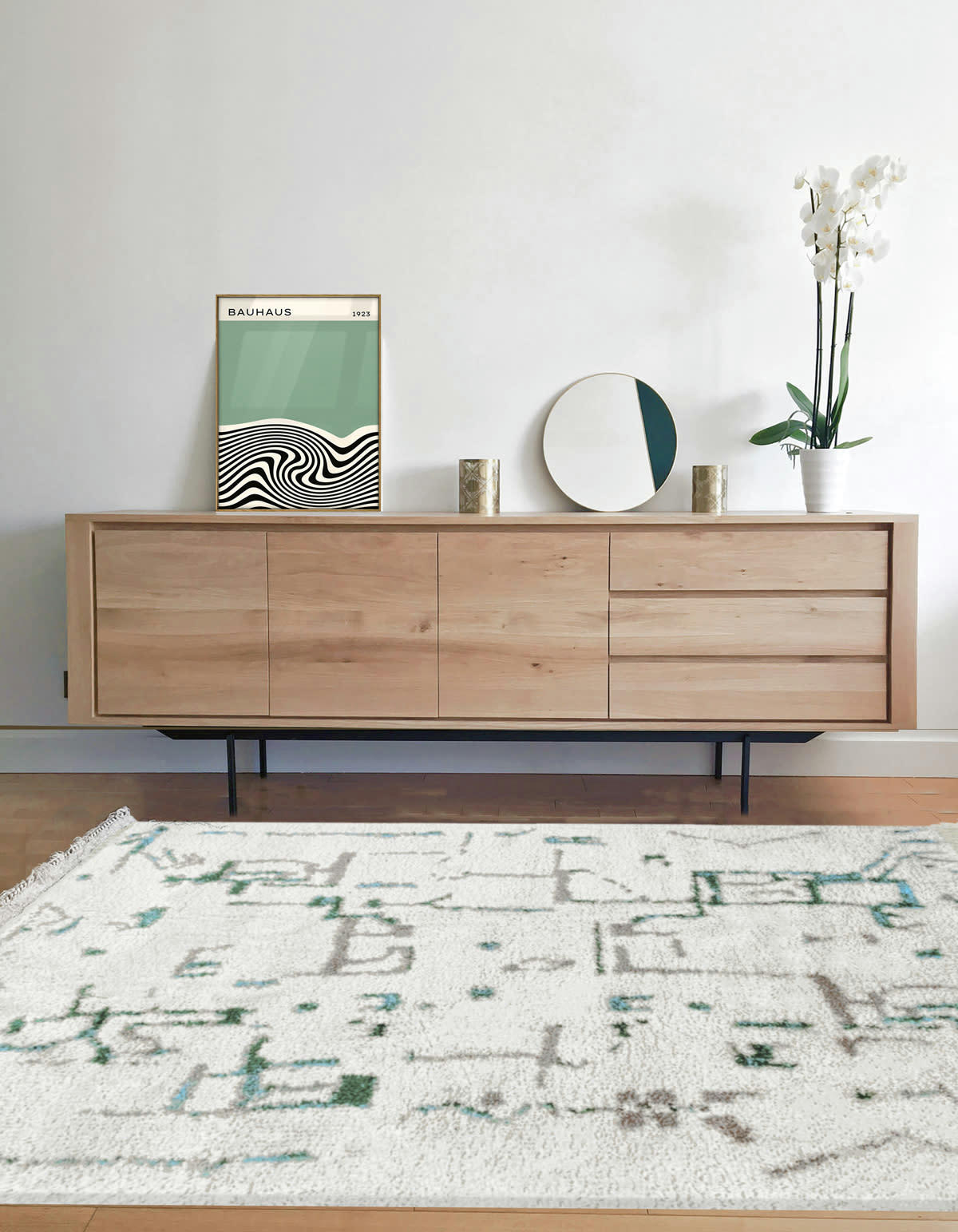 VOLUBILIS - Tapis graphique et design bleu gris 135x190, OEKO-TEX®