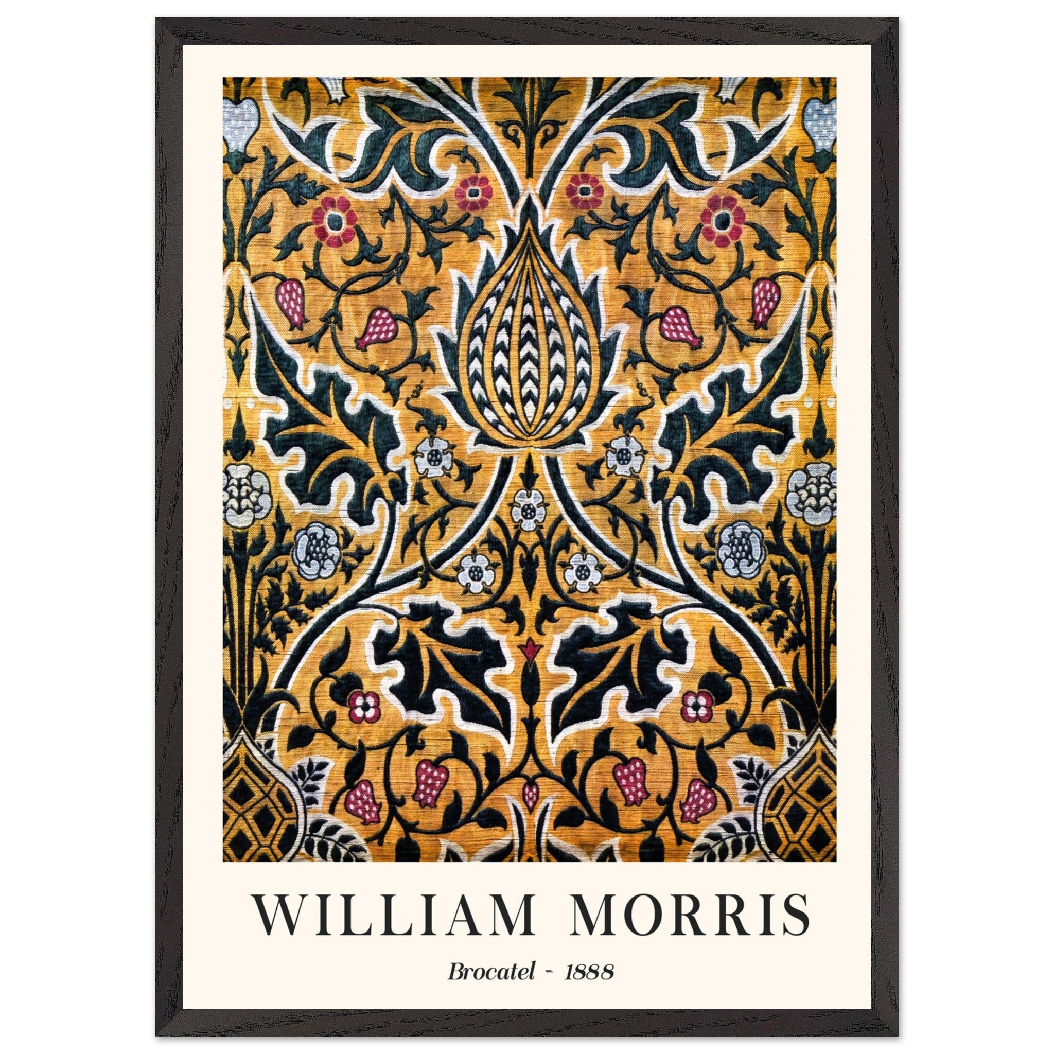 Artfulprints Poster met Lijst William Morris - Brocatel 1888  - 50x70 cm - Goud