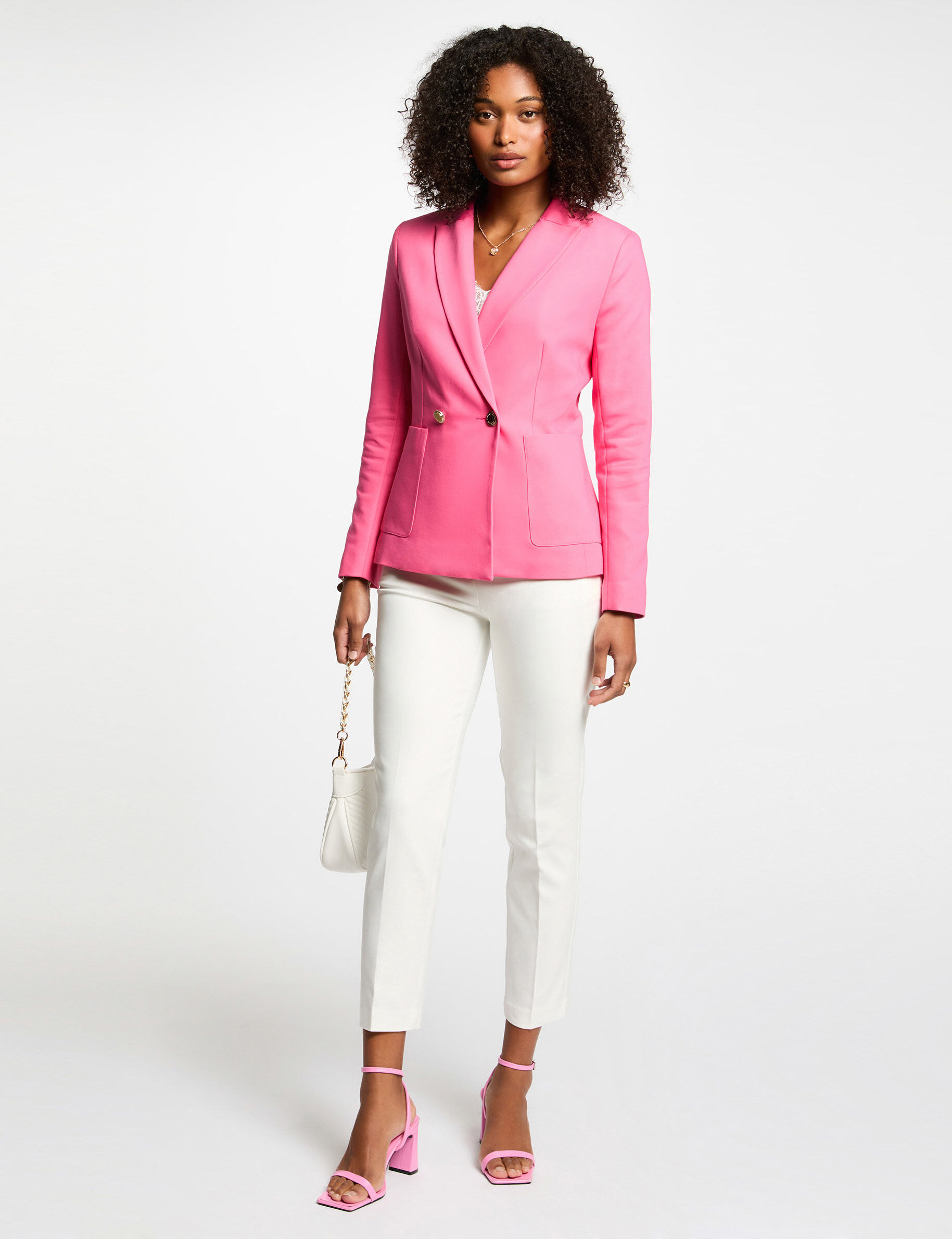 Cropped Cigarette Trousers White Women