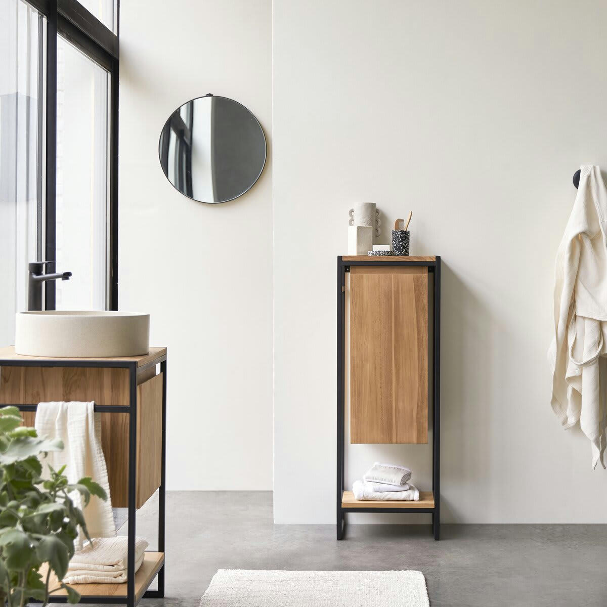 MICHAL - Elément bas en teck massif et métal