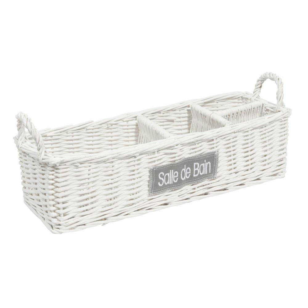 - Panier salle de bain en vannerie blanc