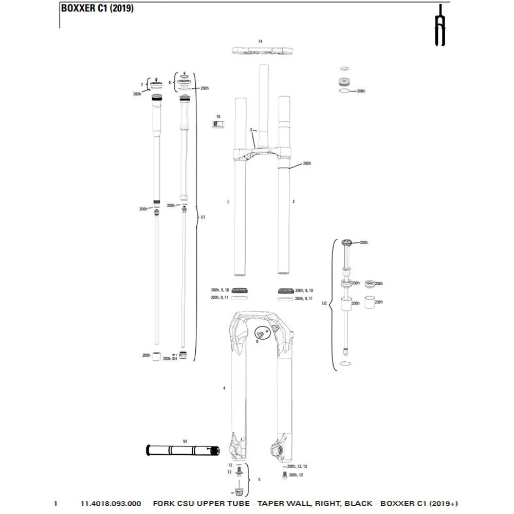 RockShox BoXXer C1 2019  Right Fork CSU Upper Tube