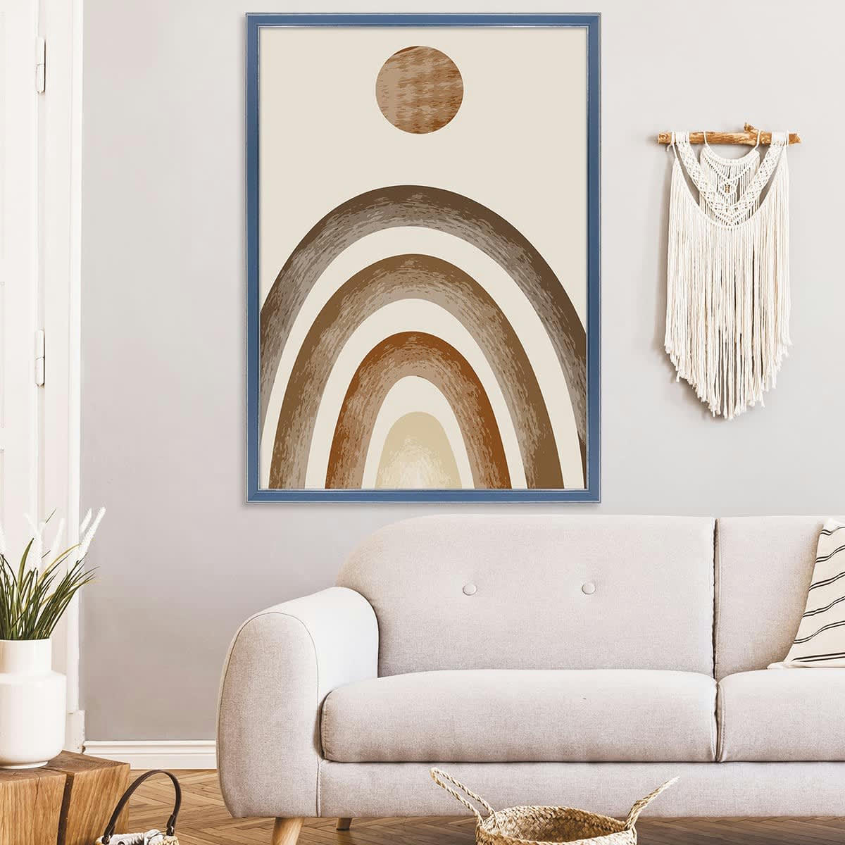 VITTORIA - Cadre photo bleu à la finition argent patiné 50x70 cm bois massif fsc