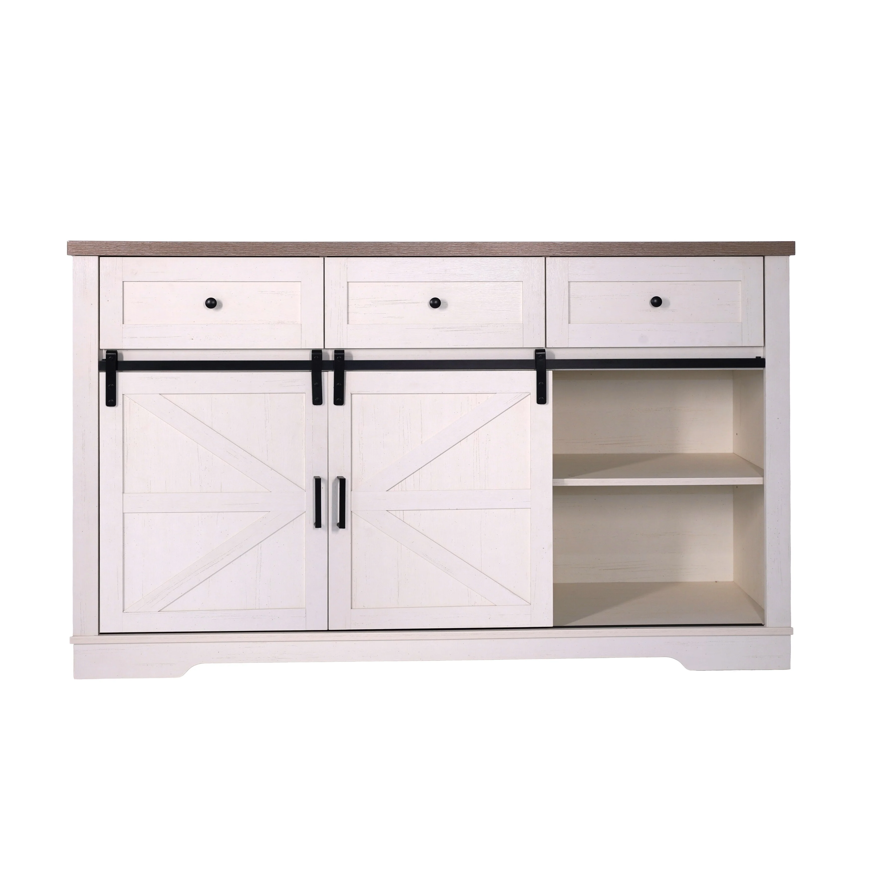 Farmhouse Wine Bar Cabinet w/Sliding Barn Door