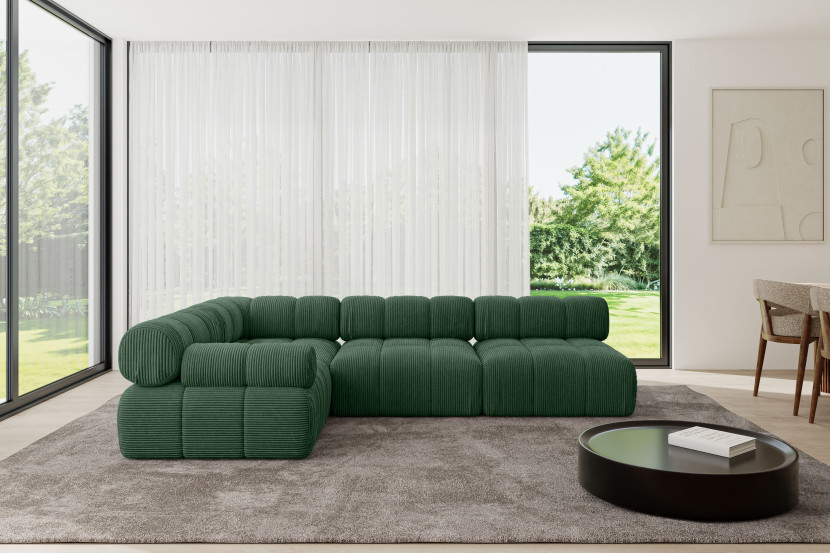 Narożnik lewostronny modułowy MENDE-L2 285x190x70 cm Zielony