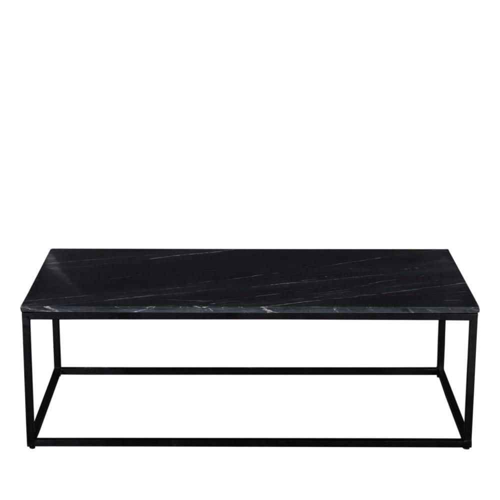 SAKU - Table basse en marbre noir et métal 120x65cm noir