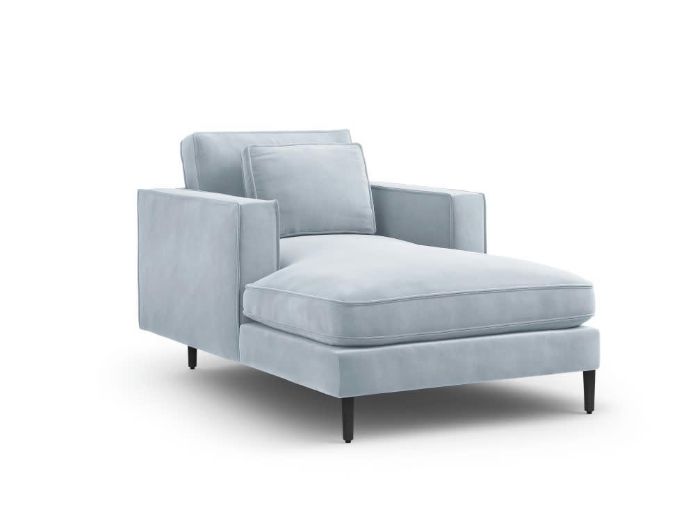 ALEXIS - Méridienne 1 place en velours bleu clair