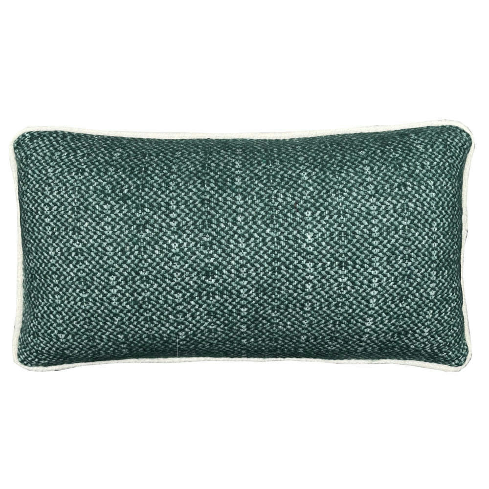 RECYCLÉE - Coussin rectangle structure laine recyclée vert sapin 35x60