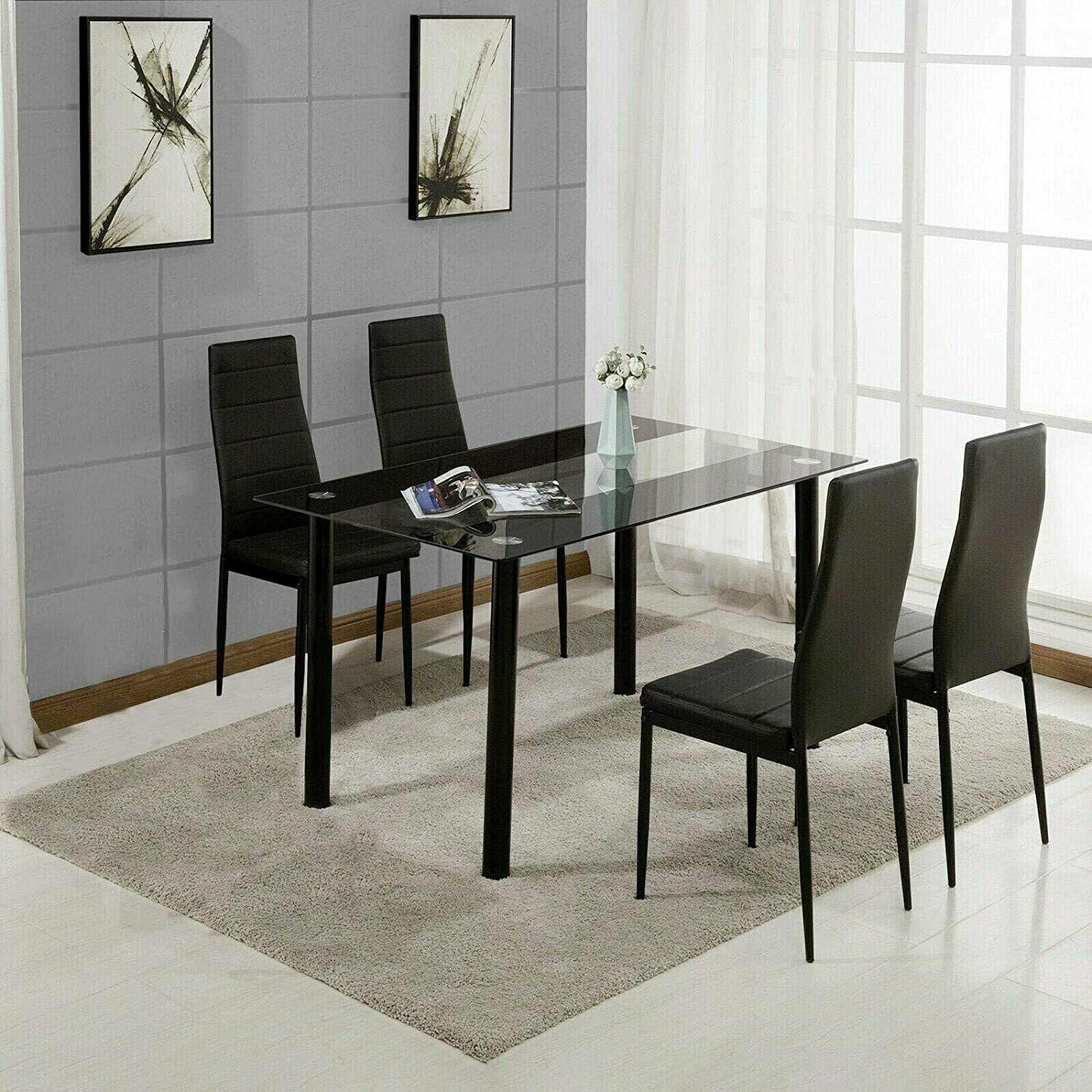 KOSY KOALA Glass Dining Table and Chairs Set of 4 Kitchen Dining Table
