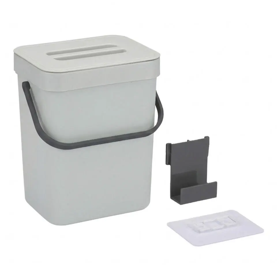 Gft afvalbakje voor aanrecht - 5L - grijs - 24 x 19 x 14 cm