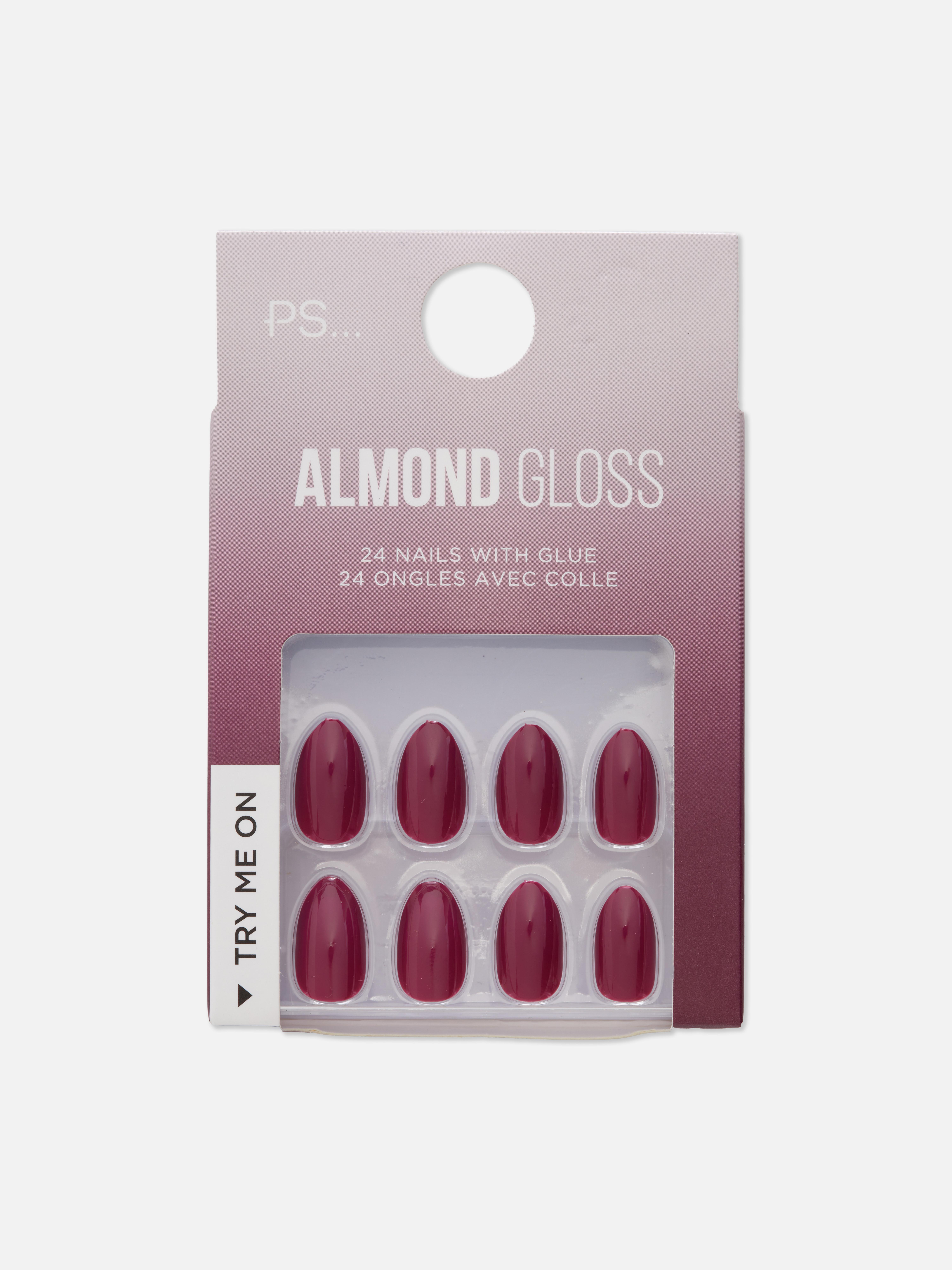 PS... Burgundy Almond Gloss False Nails