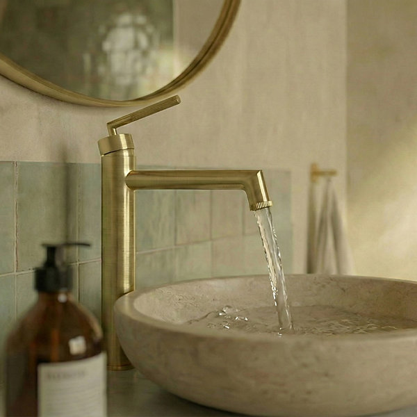 Mitigeur de lavabo haut or brossé Essebagno Portofino