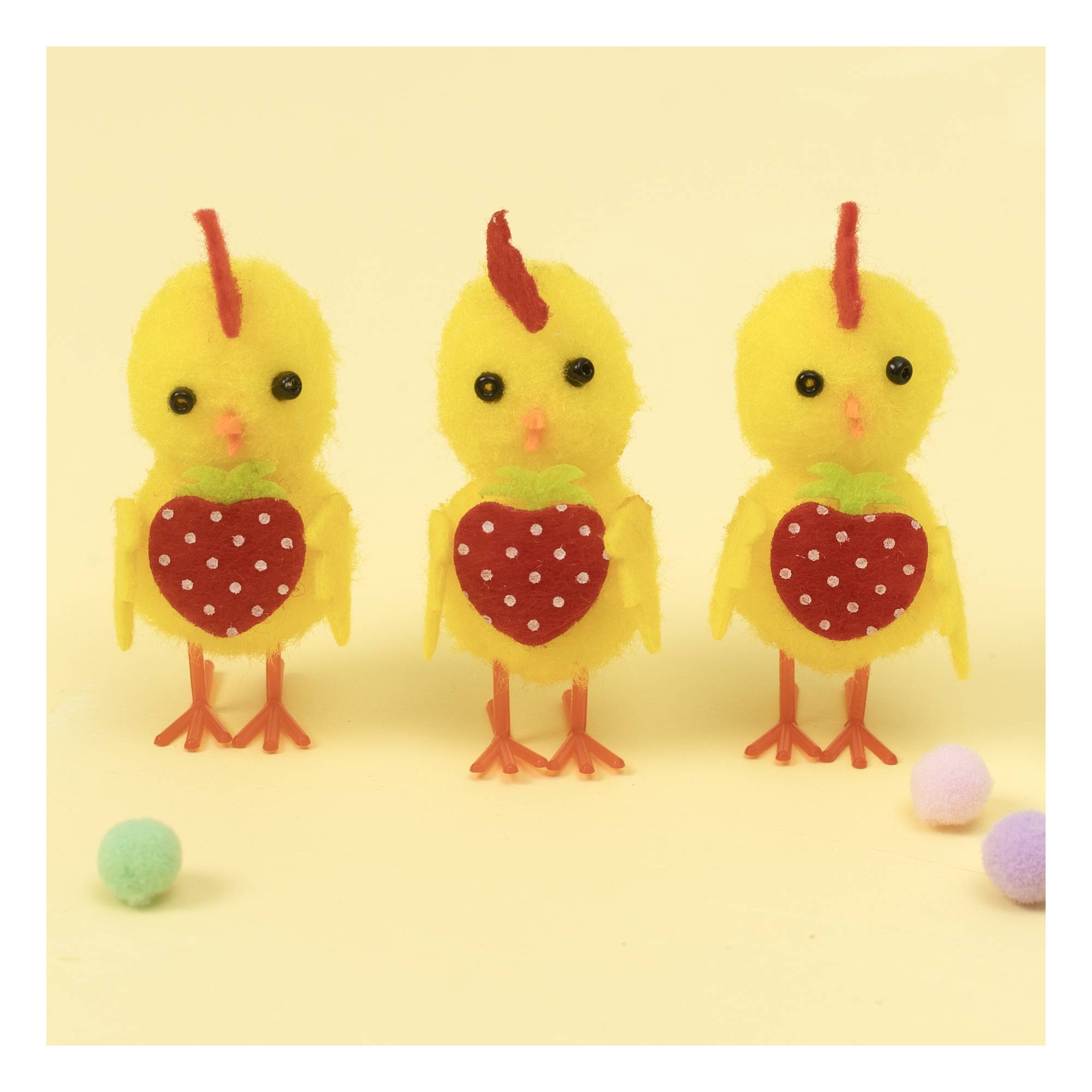 Yellow Chicks with Strawberries 3 Pack