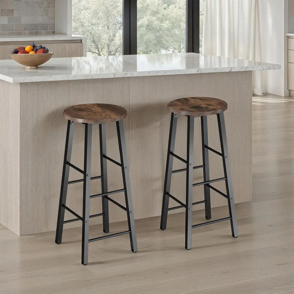 tectake Barkrukken Keynes, Industrieel Hout Donker, Rustiek