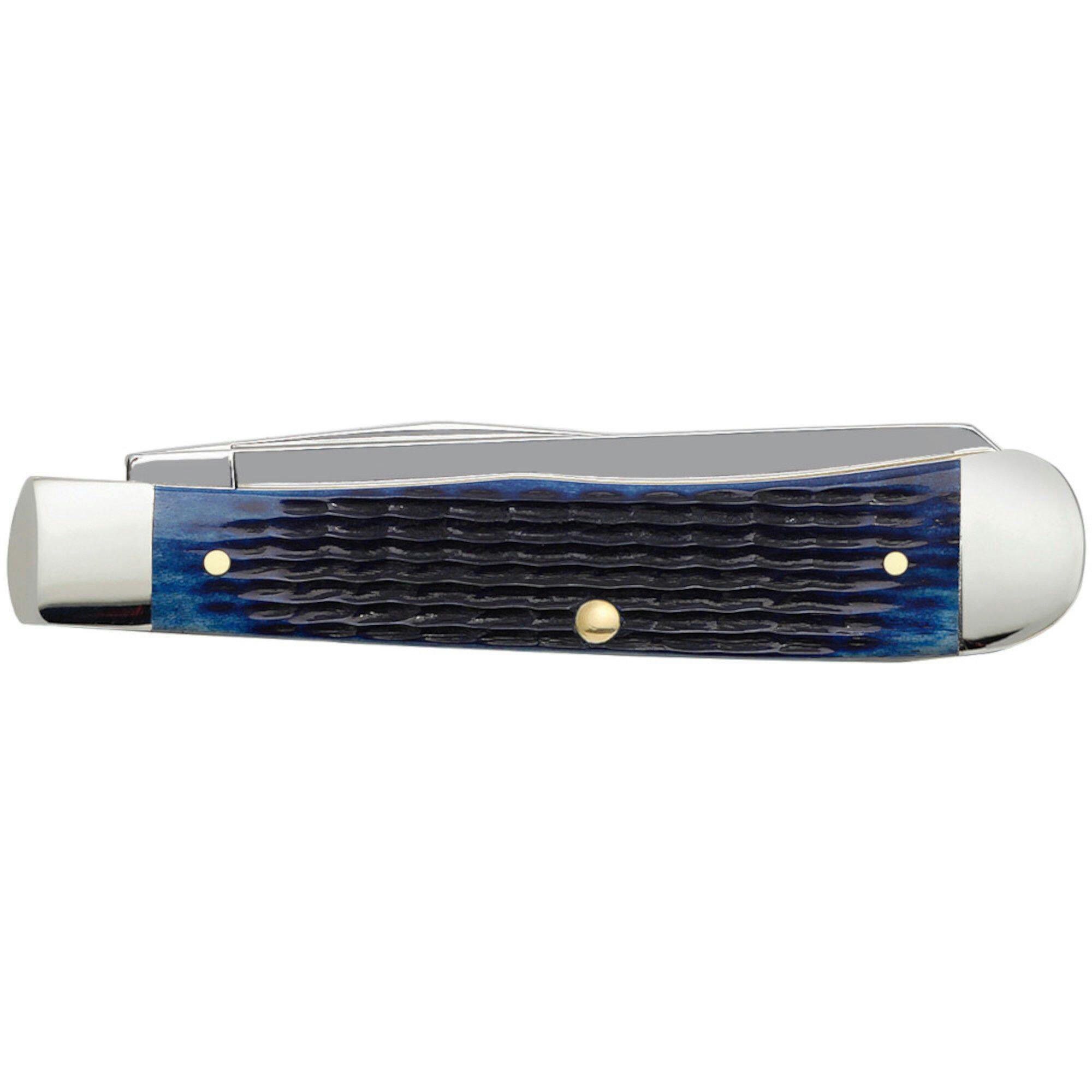 Case Blue Bone Corn Cob Jig Trapper Pocket Folding Knife with Clip & Spey Blades