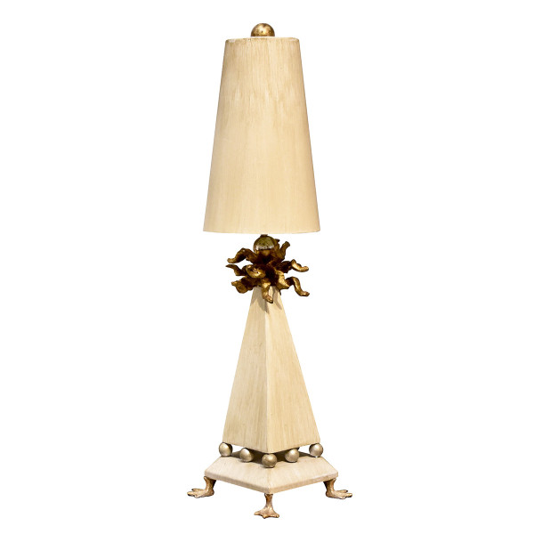 Lampa stołowa z abażurem kremowo-złota Leda 1xE27x60W wys:81cm Flambeau
