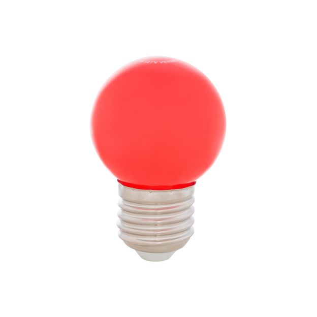 LÂMPADA LED BOLINHA VERMELHA 1W E27 127V TASCHIBRA