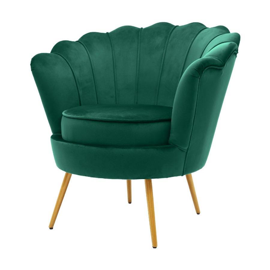 VELVET - Fauteuil design modèle éventail en velours vert