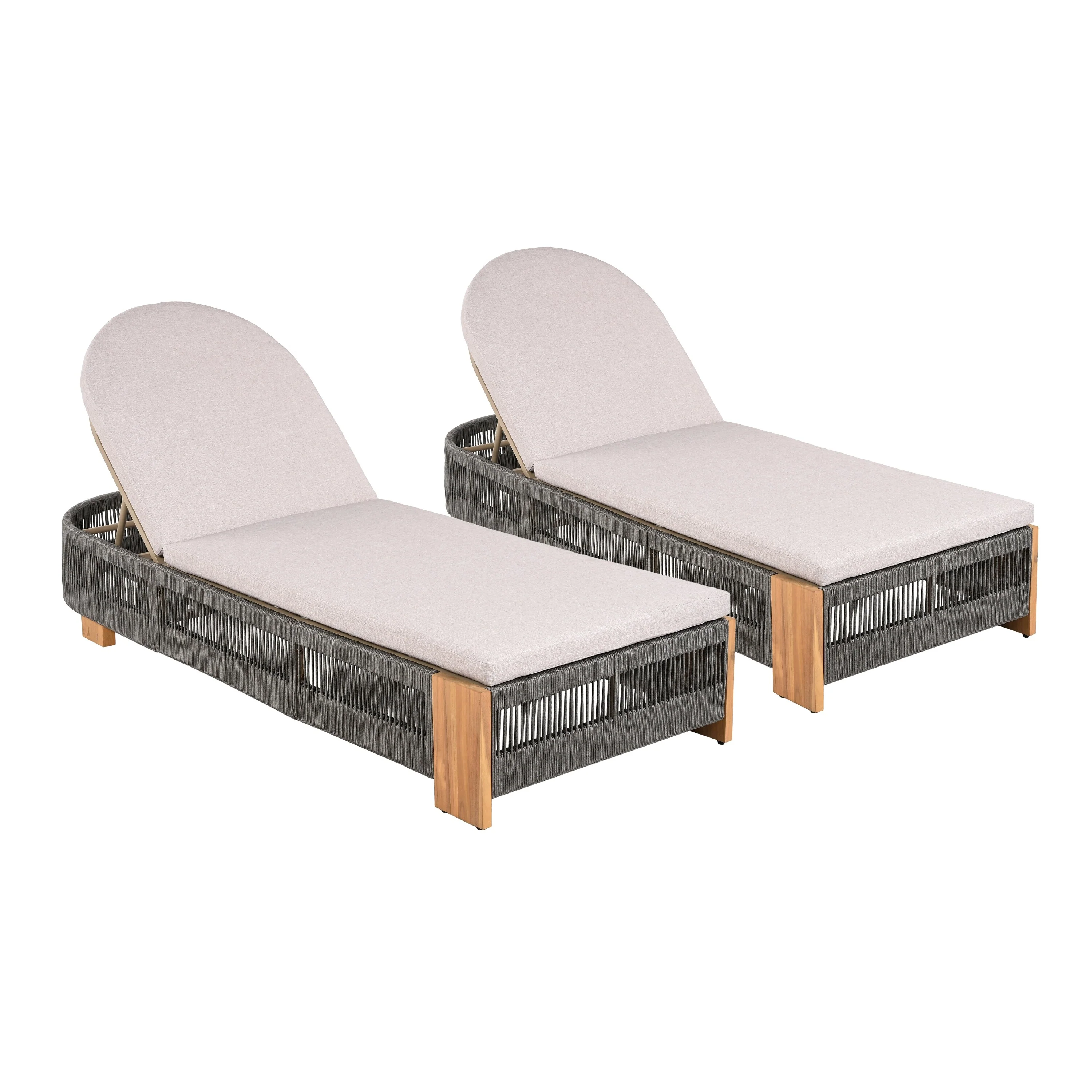 Outdoor Chaise Lounge Cushion Set of 2 - Waterproof Patio Cushion for Lawn Pool Beach - Beige Color