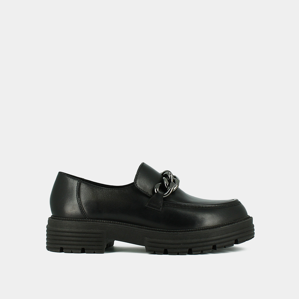 Mocassins à chaines et semelles crantées...en cuir noir | ANTONY