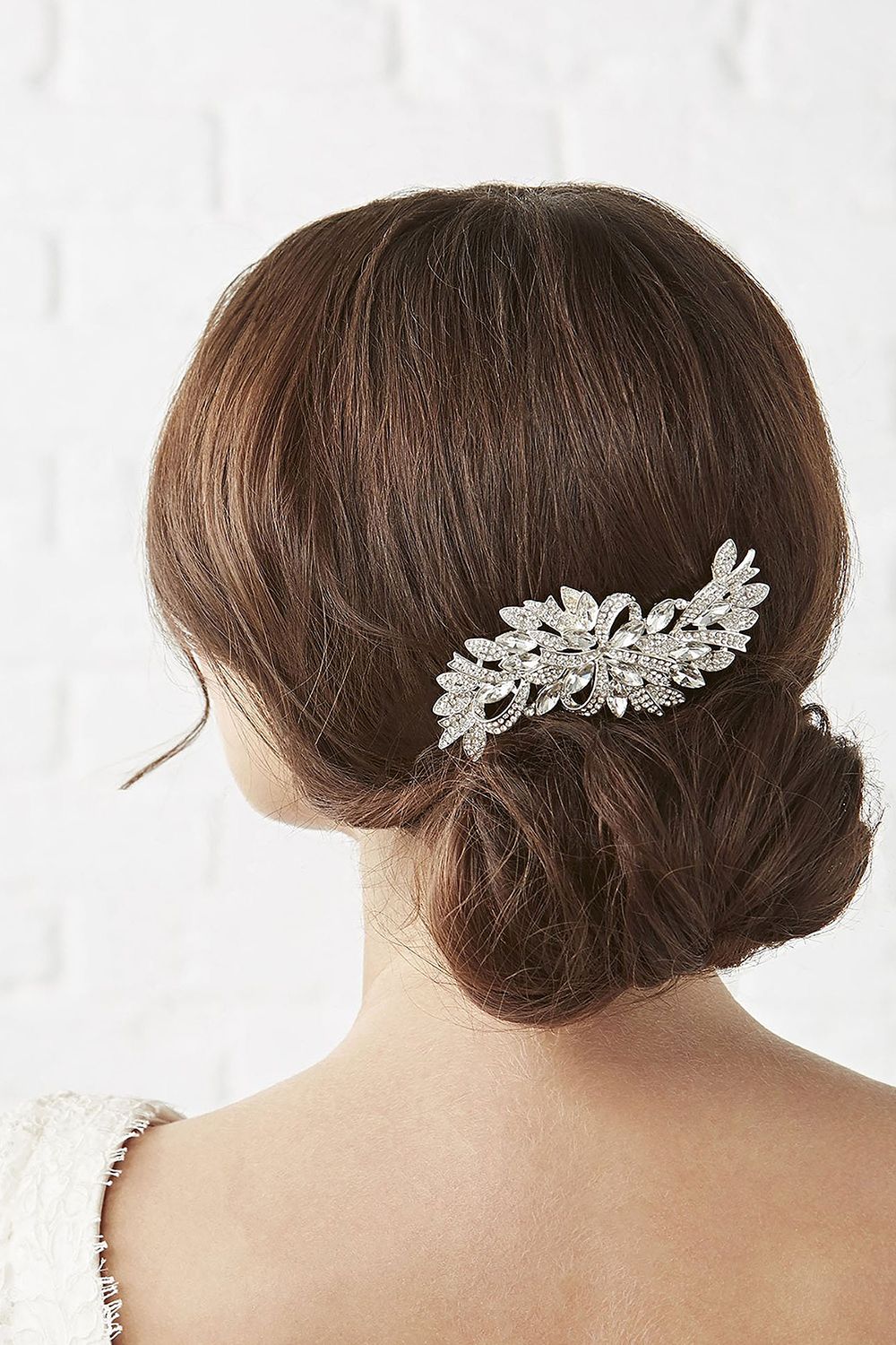 Jon Richard Louisa Silver Navette Crystal Ribbon Swirl Comb