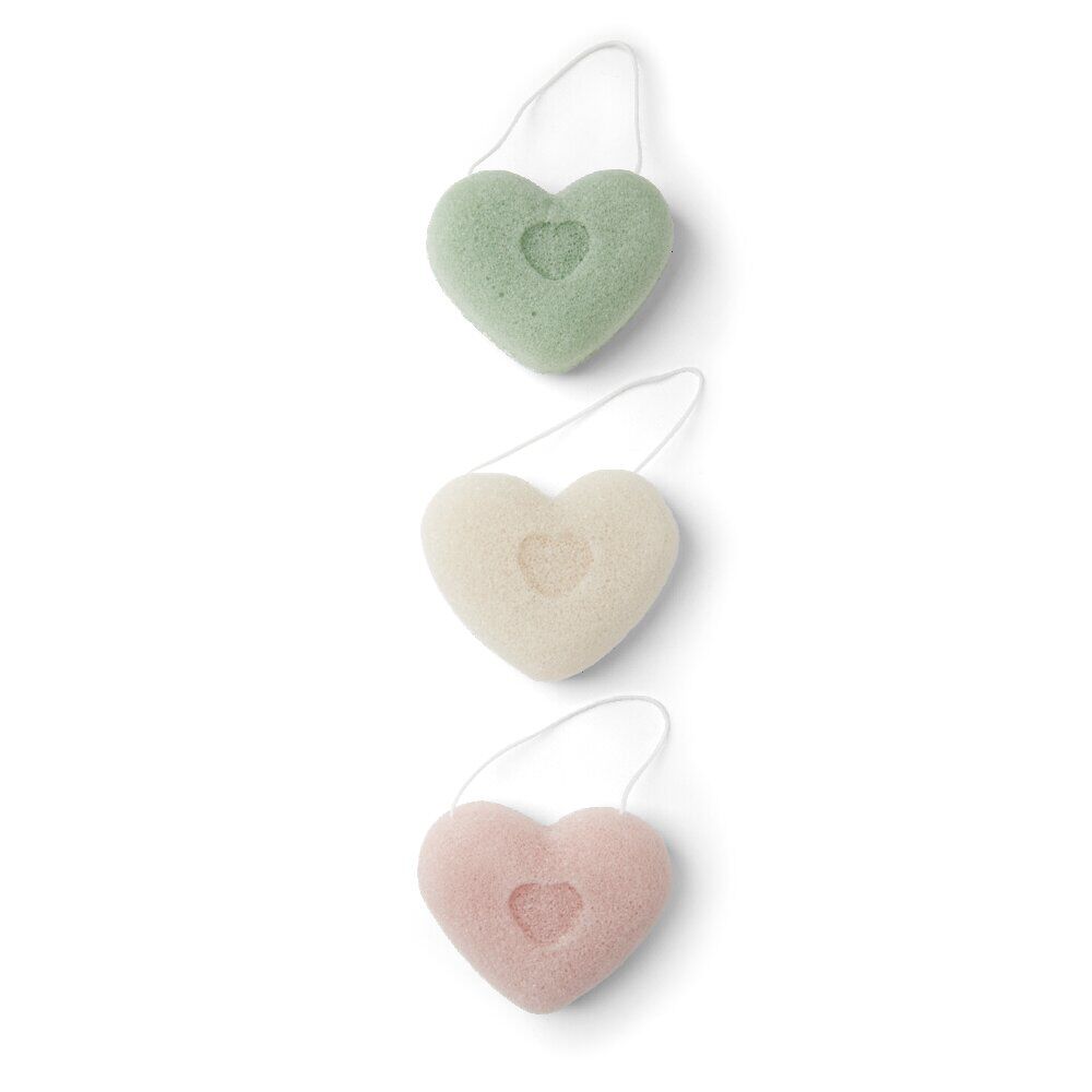 Lot de 3 éponges konjac coeur - 3 modèles