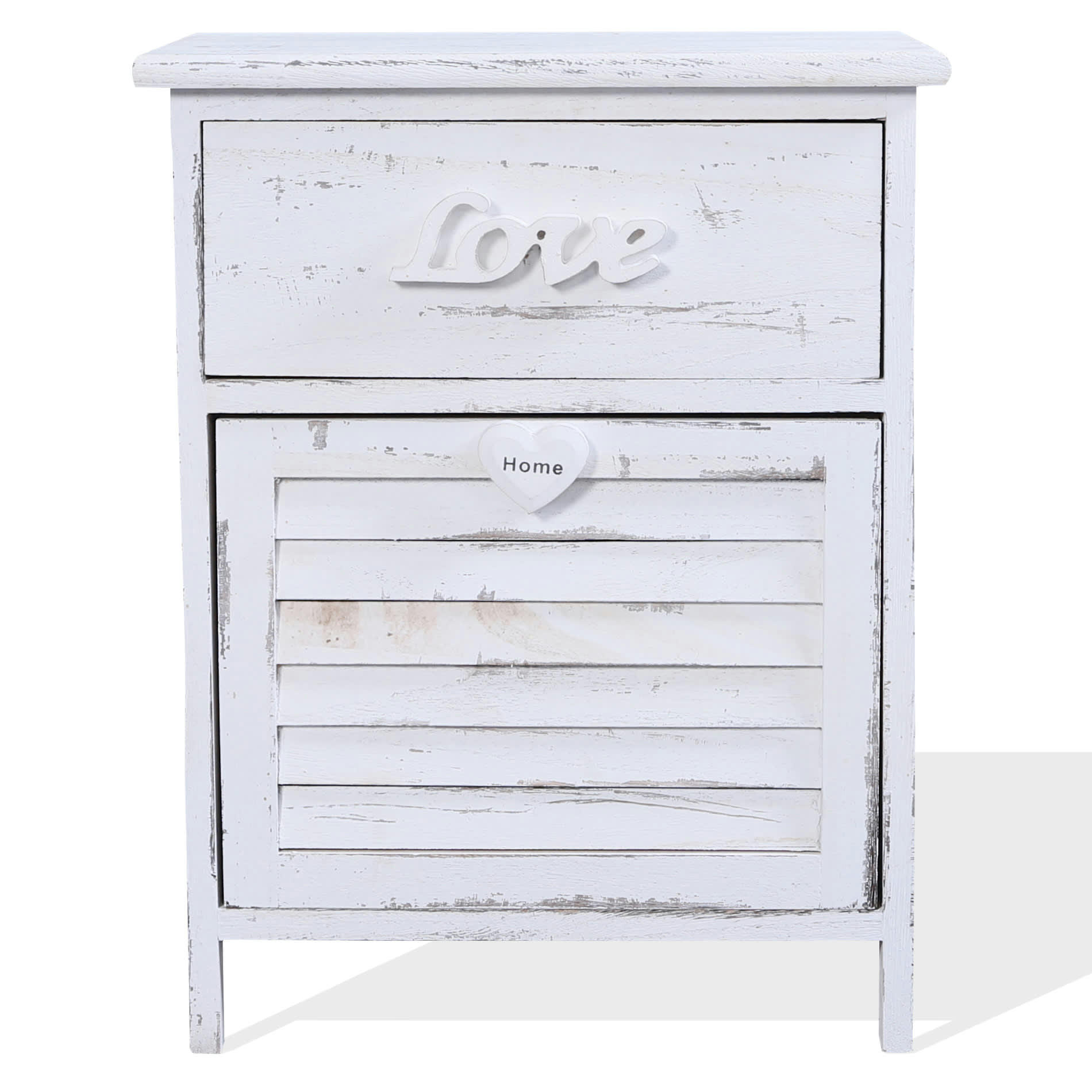 - Table de chevet avec 2 tiroirs en bois blanc