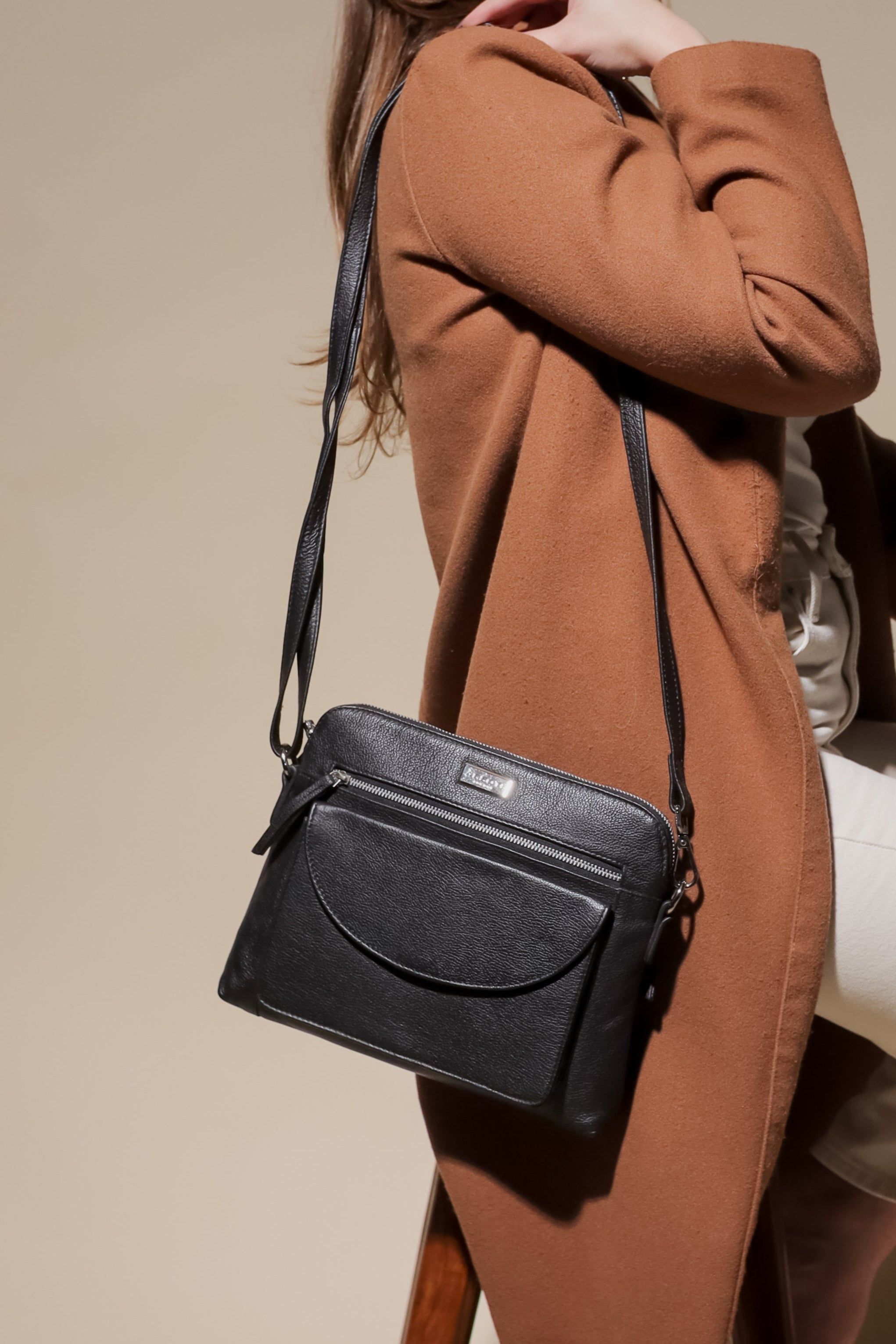 Assots London JEAN' Soft Pebble Grain Real Leather Crossbody Bag