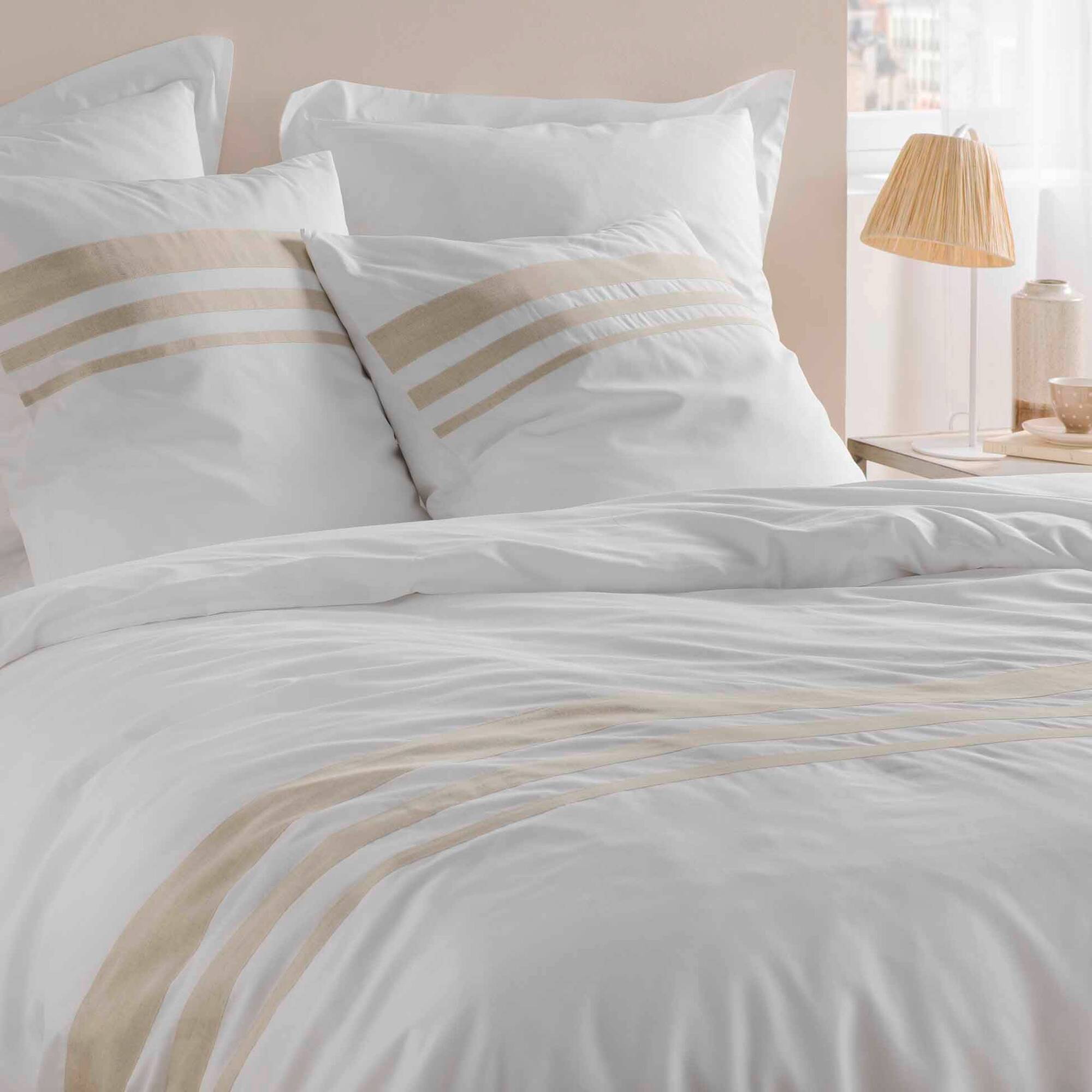 Parure de lit Margot rayures, coton et lin