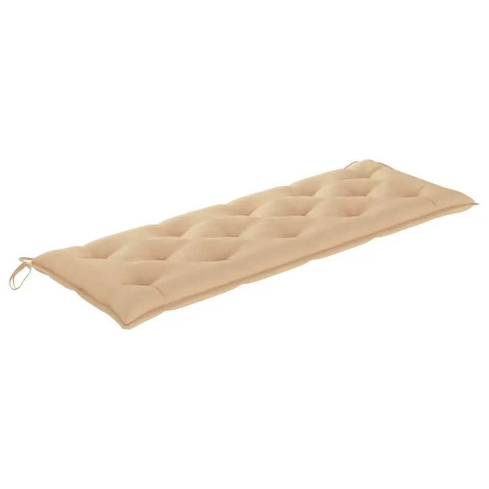 vidaXL - Tuinbank stapelbaar met beige kussen - Teakhout - 159x57.5x90 cm