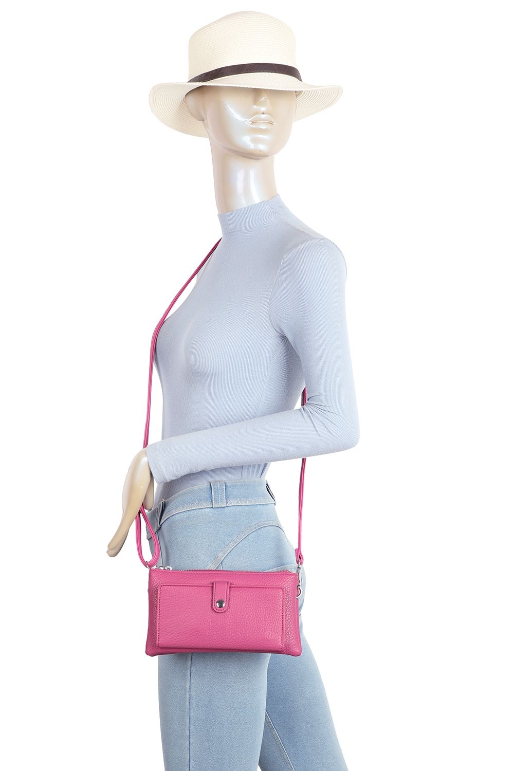 Fontanella Fashion Evia PU Leather Double Compartment Crossbody Wallet Bag