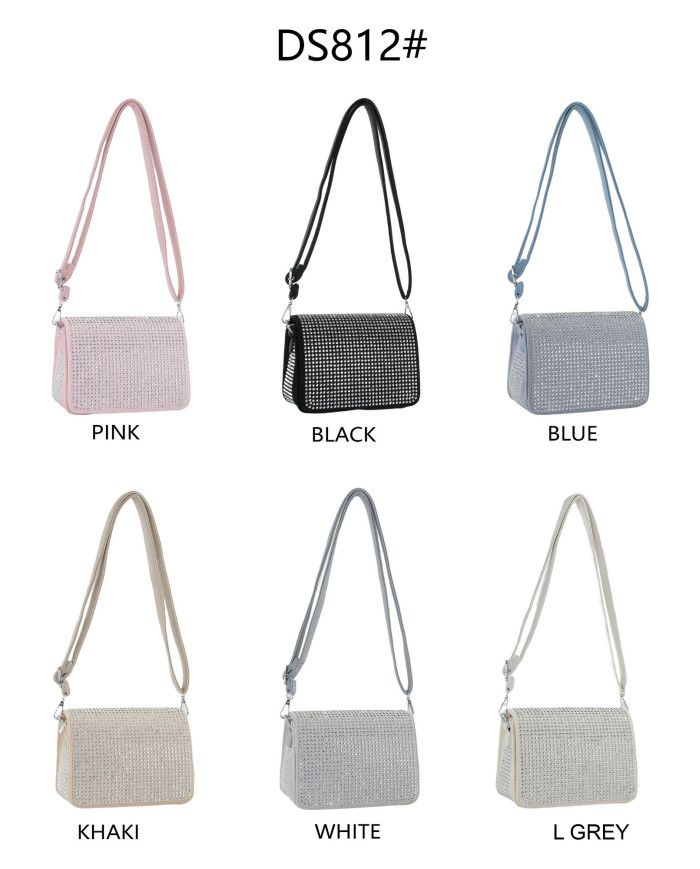 JFY Studs All Around Flap Zip Top Cross Body Bag