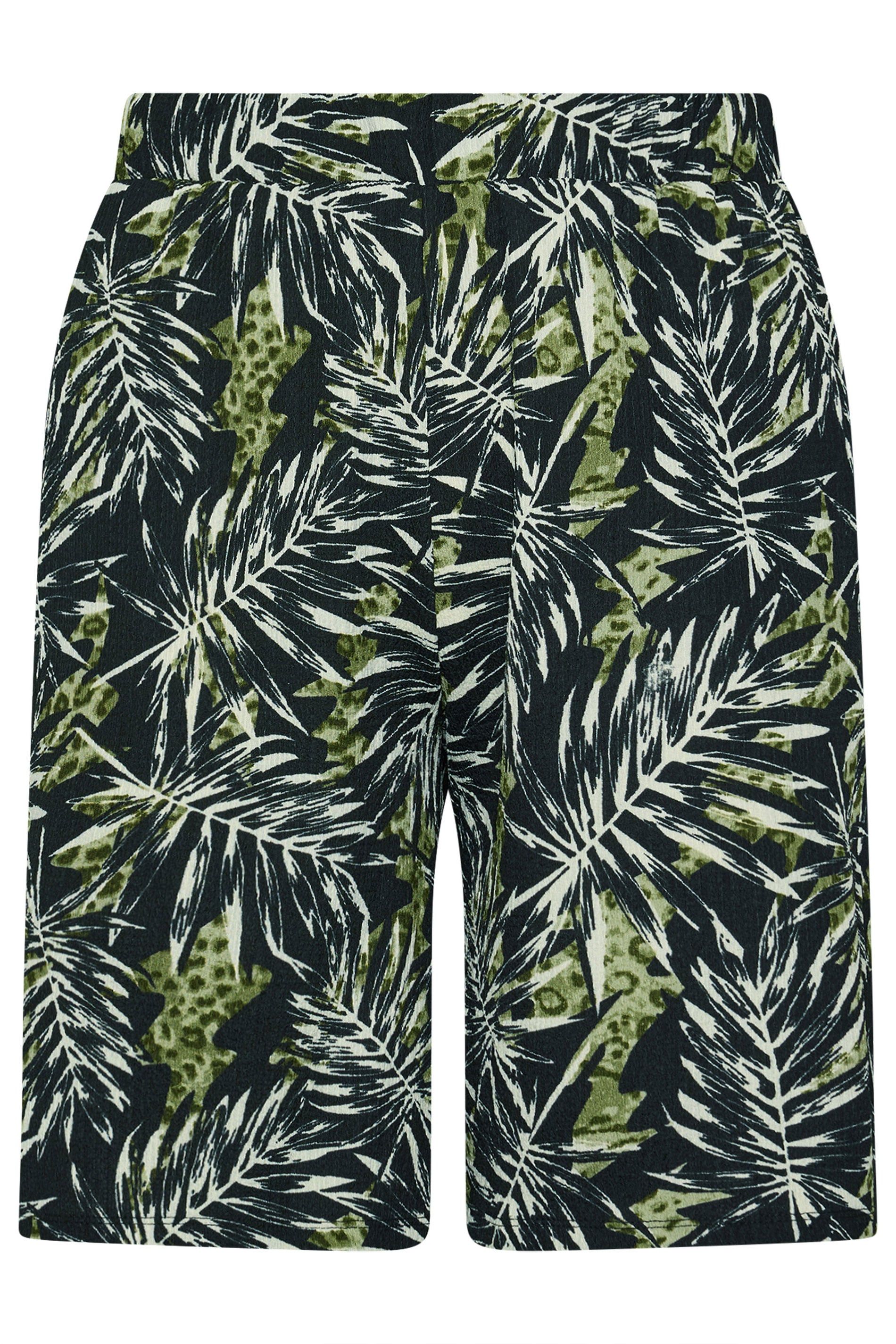 Yours Leaf Print Textured Shorts