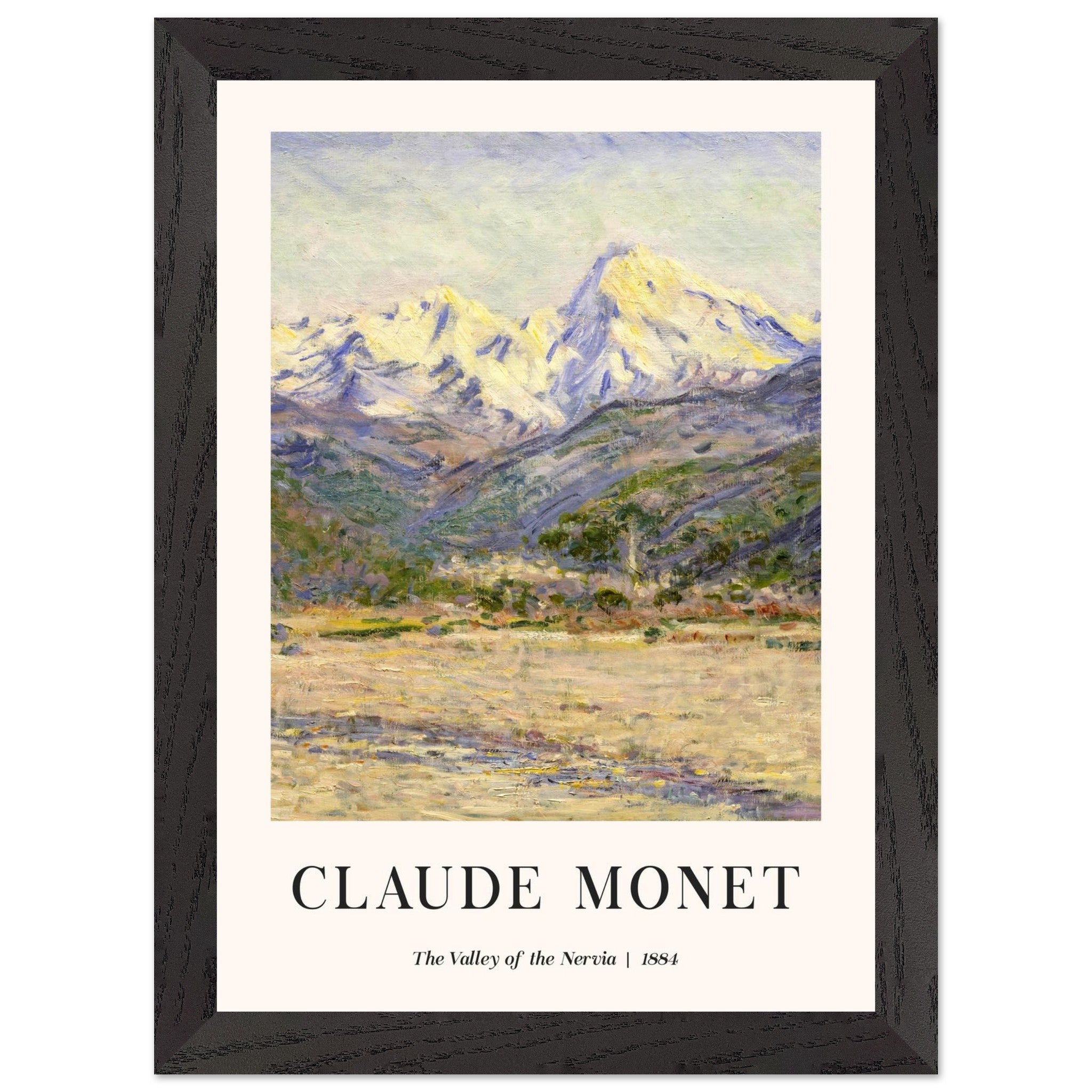 Artfulprints Poster met Lijst Claude Monet - The valley of the Nervia  - A4 21x29.7 cm - Bruin