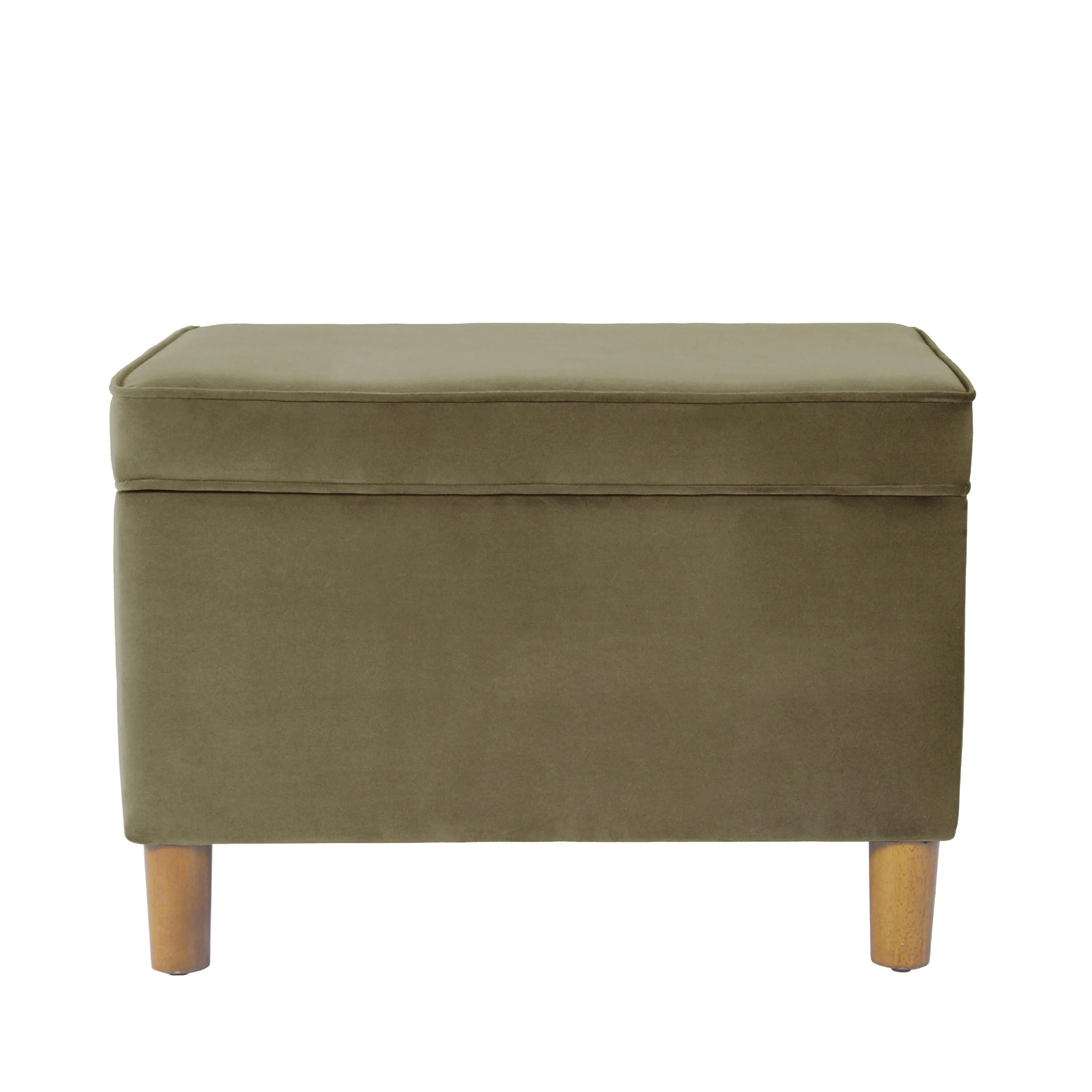 Fero Storage Ottoman, 24in Rectangular Hinged Lid, Sage Green Velvet